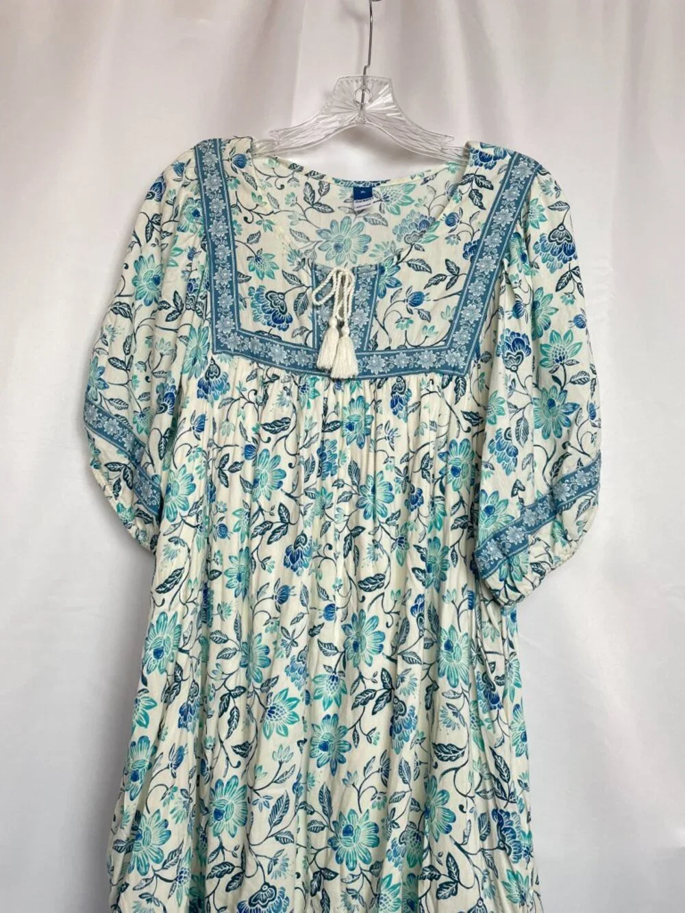 Floral Hawaiian Swing Cottagecore Peasant Grandmacore Cotton Pockets Dress XL - Picture 3 of 13